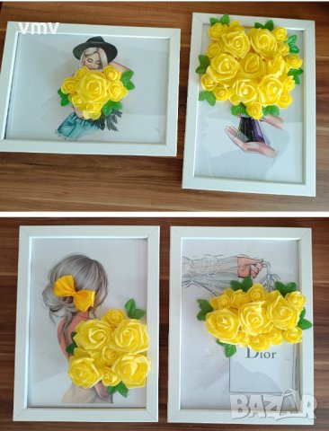 Рамки декорирани с цветя подходящи за 8ми март рожден ден или друг повод , снимка 6 - Други - 44380611