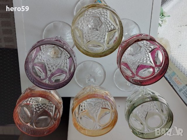 Кристални чаши-комплект от шест броя,многоцветен кристал, снимка 15 - Чаши - 41484526
