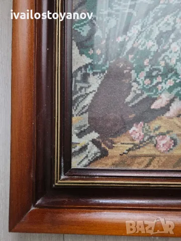 гоблен Мадам дьо ПОМПАДУР с рамка ръчен DMC, снимка 2 - Гоблени - 48080966