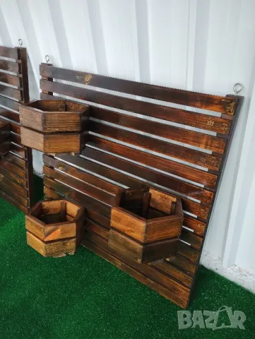 Дървени цветарници декоративно пано за стена с щайги , снимка 7 - Декорация за дома - 48240107