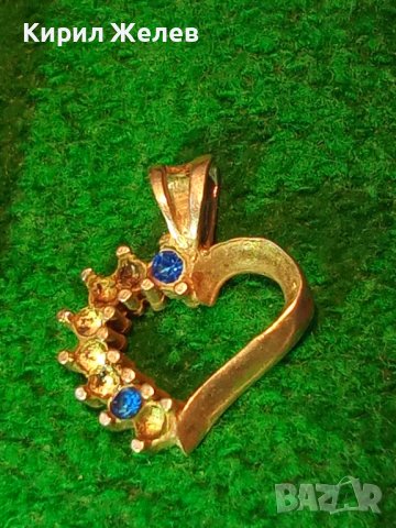 СТАР СЪРЦЕВИДЕН САПФИРЕН СРЕБЪРЕН СРЕБРО 925 МЕДАЛЬОН 34807, снимка 4 - Антикварни и старинни предмети - 40762698