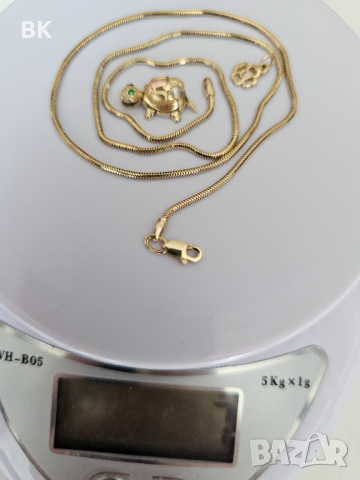 Златни 14К - синджир, висулка, пръстен , снимка 2 - Колиета, медальони, синджири - 44806427