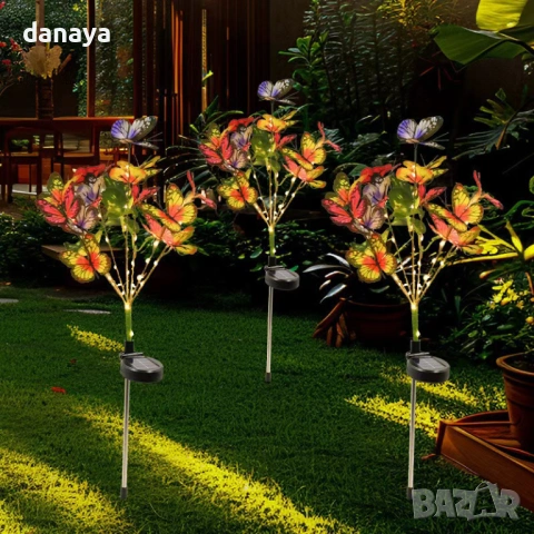 6427 Соларна лампа на колче пеперуди, 65 см