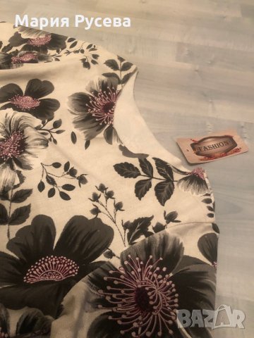 Рокля с дълъг ръкав и флорални мотиви , снимка 2 - Рокли - 35899418