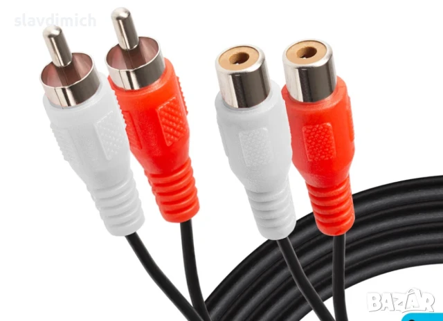 НОВ кабел удължител 2 chinch plug to 2 chinch socket