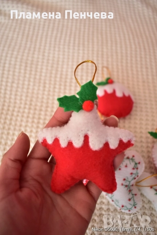 коледни играчки от филц, снимка 4 - Декорация за дома - 52749323