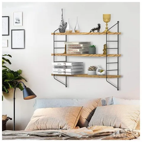 ПРОМОЦИЯ Стенна етажерка на 3 нива UNHO XJJ444-BN, снимка 6 - Етажерки - 49115608