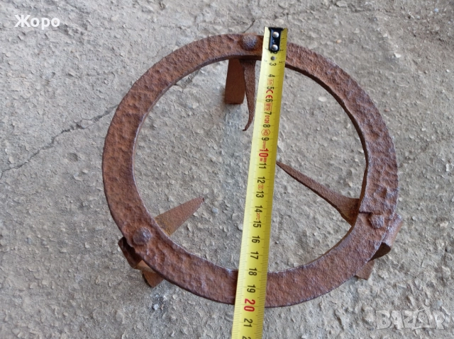 Стар кован сажек, ковано желязо, примитив пиростия за меден съд, снимка 10 - Антикварни и старинни предмети - 52432294