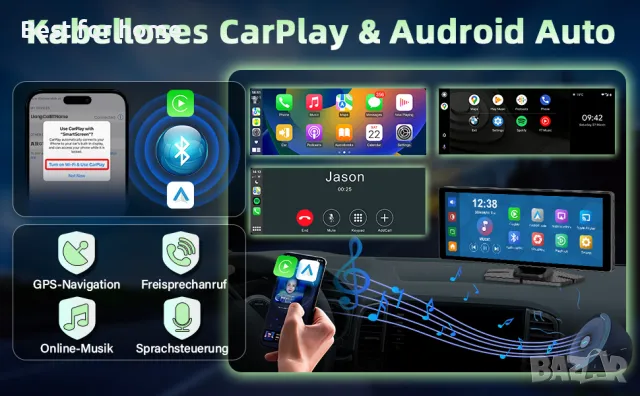 Мултимедия- дисплей 10,3 инча Carplay Android Auto Display с 4K Dashcam, снимка 15 - Аксесоари и консумативи - 48832682