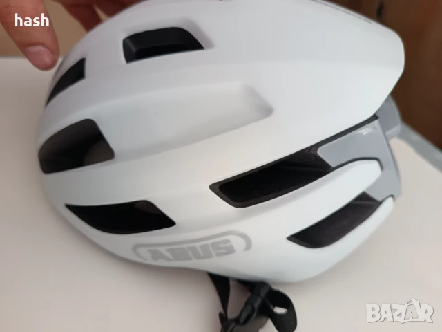 Унисекс велосипедна каска за възрастни ABUS POWERDOME, бяла (полярно бяла), размер S (51-55 см), снимка 9 - Аксесоари за велосипеди - 50886525