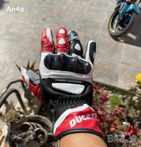 Нови! Мъжки/Дамски 4 сезонни кожени мото ръкавици за мотор от телешка кожа с протектори Ducati Дукат, снимка 2 - Аксесоари и консумативи - 44294921