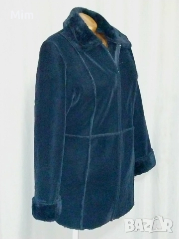 Fashion Concept M/L Черен кожух от велур с мека подплата , снимка 5 - Палта, манта - 52384588