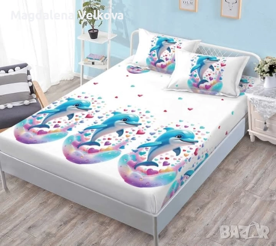 Чаршаф с ластик и 2 калъфки , снимка 13 - Спално бельо - 52800216