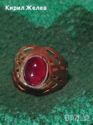РЕТРО БРОНЗОВ ПРЪСТЕН с ЧЕРВЕН КАМЪК КАТАЛИН 10941, снимка 2 - Пръстени - 30305361