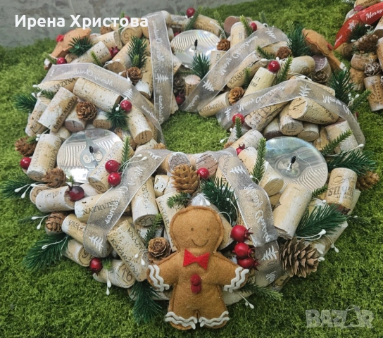 Коледен свещник от коркови тапи. Наличен! , снимка 2 - Други - 52771817