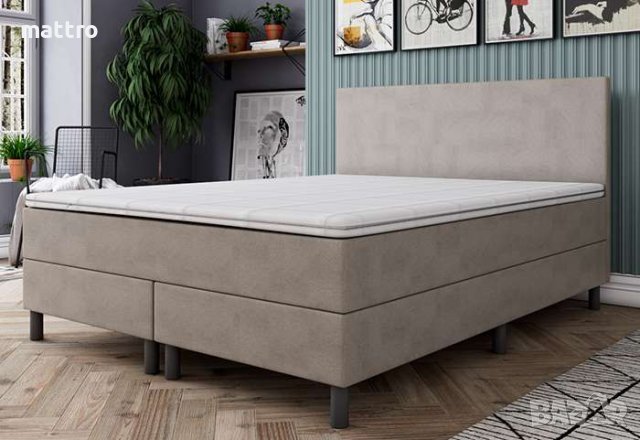 (-49%) Легло Боксспринг Рива Grey Beige с БЕЗПЛАТНА доставка в цялата страна!