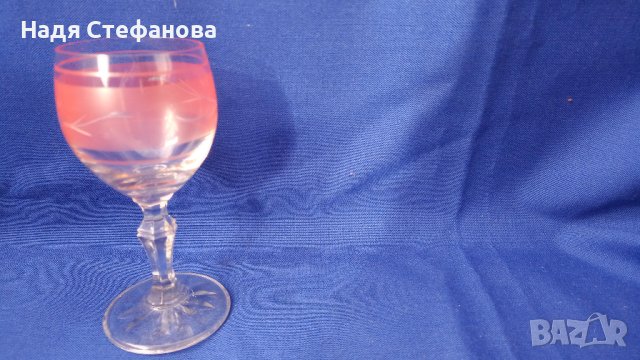 Разкошни ретро ракиени чаши, калиево стъкло, ръчна гравюра – 6 бр, снимка 6 - Чаши - 44496914