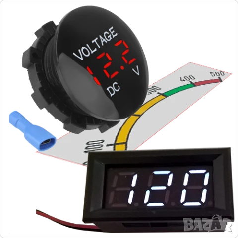 Bолтметър правотоков до 30V,48V,100V,120V,500V , индикатор заряд акумулатор , Waterproof