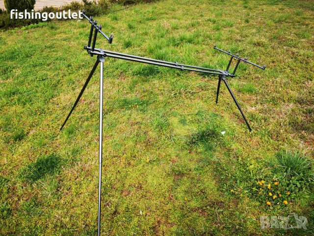  Масивна шаранджийска стойка за 5 въдици с три комплекта крака, снимка 2 - Такъми - 30895634