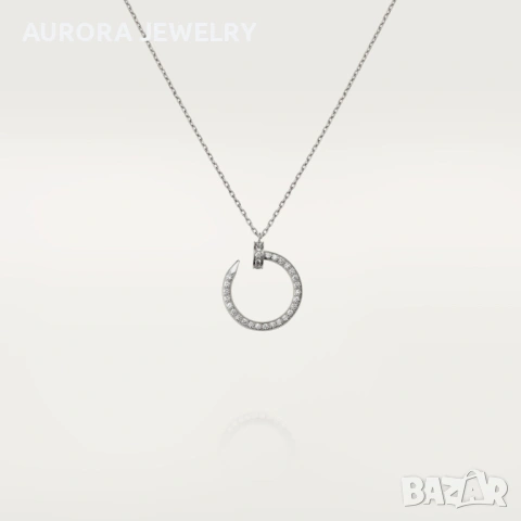 CARTIER Nail Juste un Clou Silver Paved Diamonds Дамско Колие Пирон, снимка 12 - Колиета, медальони, синджири - 53239105