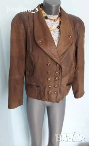Два различни броя / Винтидж! Кафяво яке от естествена кожа и набук / голям размер , снимка 15 - Якета - 51959920