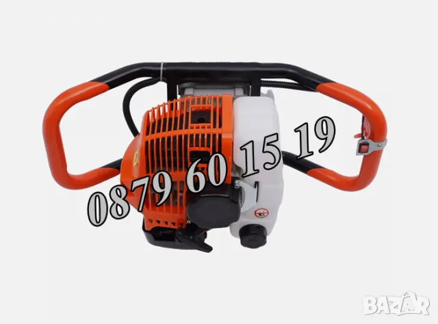 Немски Моторен Бензинов Свредел за дупки 72 куб със свредло 100 мм, колове, огради, лозя, дръвчета, снимка 4 - Градинска техника - 48002608