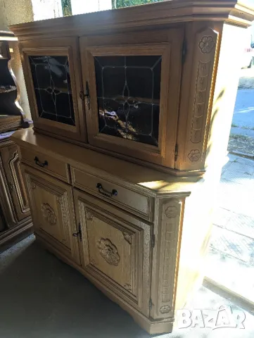 ✨Масивен дървен шкаф с горна витрина+ъглов шкаф✨, снимка 3 - Шкафове - 49247149