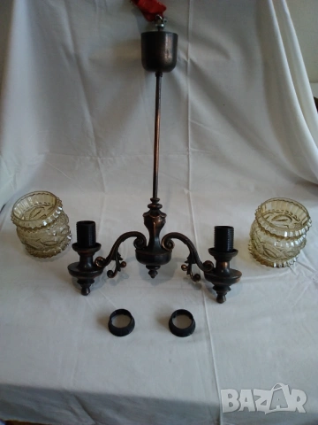 Продавам полилей двойка с медни орнаменти, снимка 7 - Полилеи - 53517693