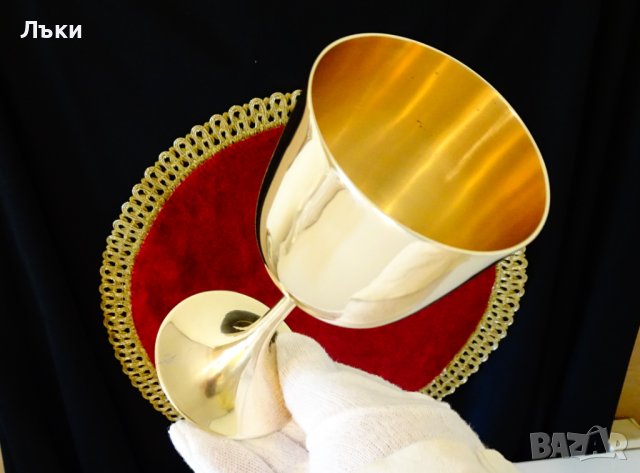 Бронзов бокал за вино 14 см. , снимка 2 - Антикварни и старинни предмети - 38673236