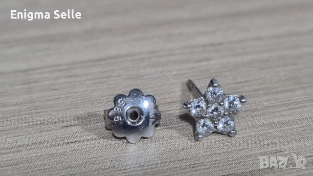 Злато, златна обеца Cielo Bianco с диаманти , снимка 3 - Обеци - 53375754