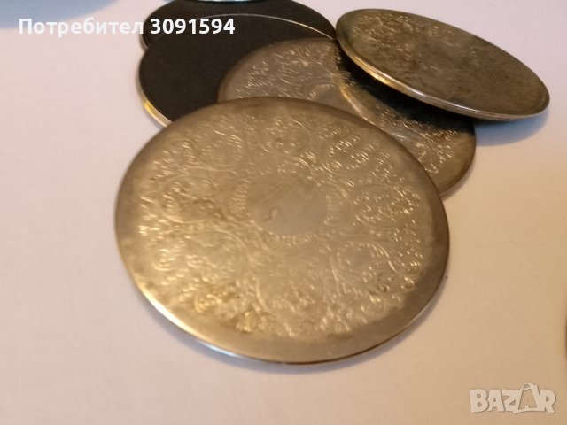 Комплект подложки за чаши сребристо покритие от 8 части , снимка 7 - Други ценни предмети - 41888479