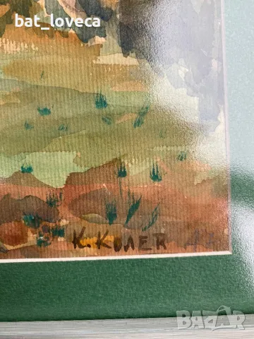 Художник КОЛЬО КОЛЕВ Майсторски стар акварел подписана, снимка 2 - Антикварни и старинни предмети - 48677382