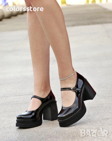 Обувки на ток - черен лак - SDF90 