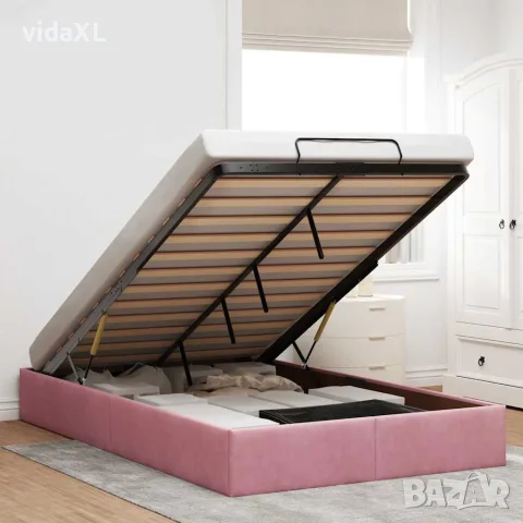 vidaXL Османска рамка за легло без матрак, розова, 120x200 см, кадифе, снимка 2 - Спални и легла - 56146969
