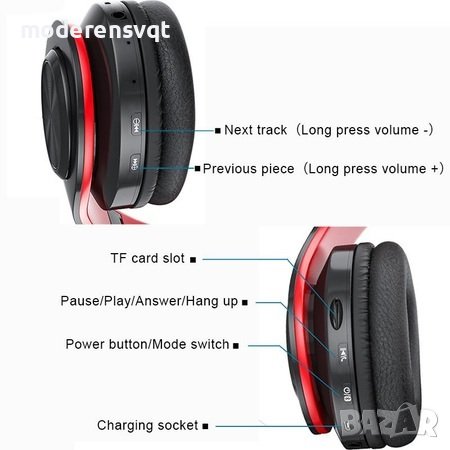 Безжичните Bluetooth слушалки B39, micro sd, fm, микрофон, снимка 6 - Bluetooth слушалки - 41857792