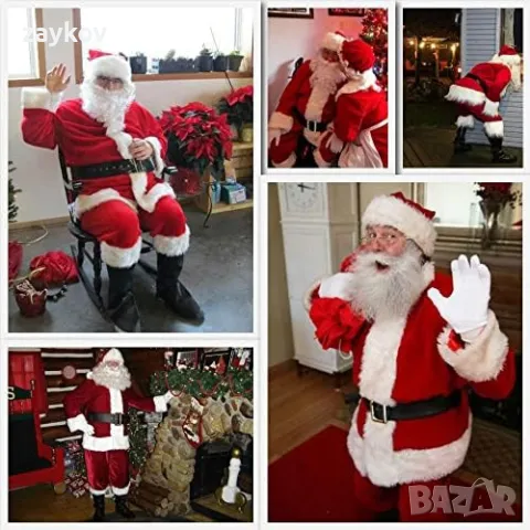 Miulruma A038 Костюм на Дядо Коледа Коледен кадифен костюм с шапка на Дядо Коледа 3xl, снимка 3 - Други - 49218509