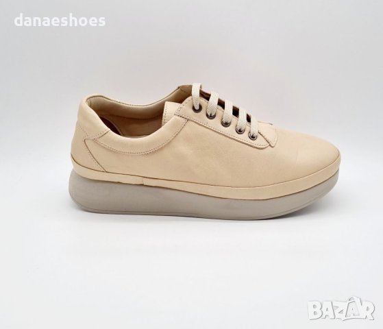Дамски спортни обувки от естествена кожа в бежов цвят , снимка 4 - Дамски ежедневни обувки - 40461249