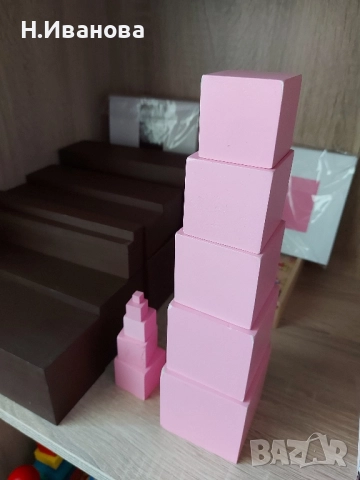 Монтесори кафява стълба и Розова кула, снимка 2 - Образователни игри - 52403923