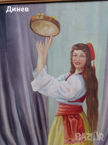 картина маслени бои Танцьорка с Даире (Ориенталски Мотив), снимка 5 - Декорация за дома - 52146217