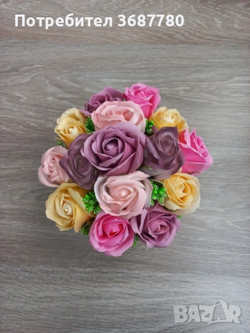 Продавам букет от ароматни сапунени рози, снимка 2 - Ръчно изработени сувенири - 53580938
