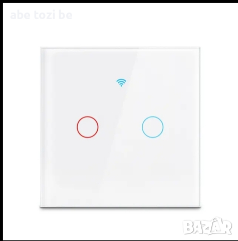 Интелигентен ключ с touch контрол, Wi-Fi, Bluetooth, Гласов контрол, Smart Life/Tuya APP, Бял