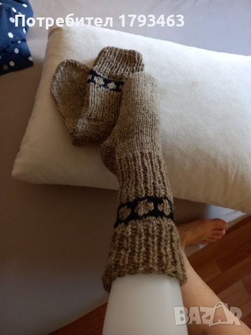 Ръчно плетени мъжки чорапи от вълна размер 38, снимка 1