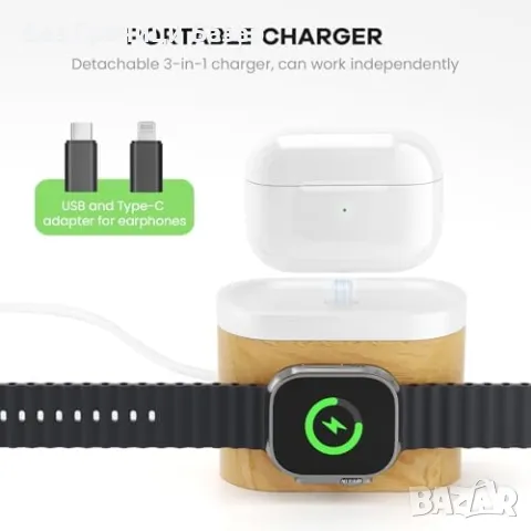Нова Зарядна станция с аларма, лампа и MagSafe за iPhone/Watch/Pods, снимка 2 - Друга електроника - 49659902