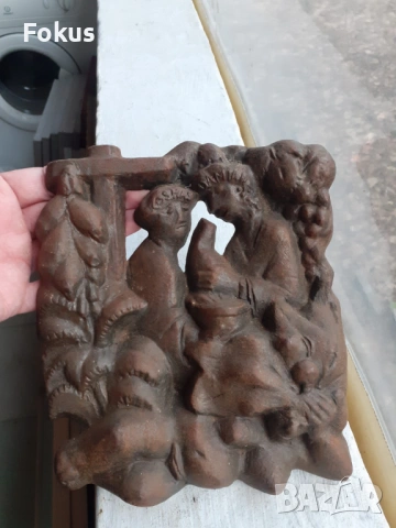 Чугунено пано Козма и Дамян на Юрген Вебер - подпис и дата, снимка 2 - Антикварни и старинни предмети - 53394710