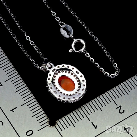 925 сребърни колиета нефрит, опал, топаз, рубин, подходящи за подарък, снимка 6 - Колиета, медальони, синджири - 51756208