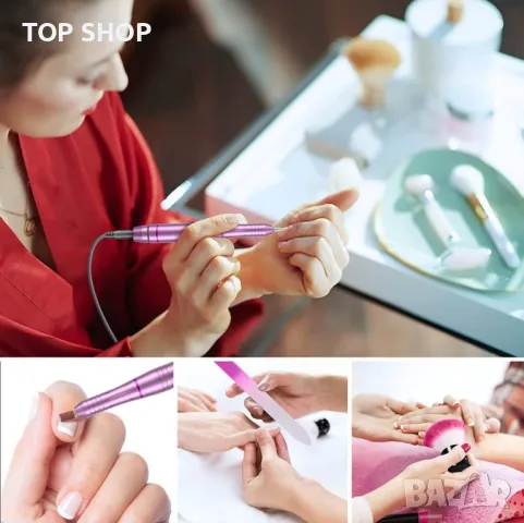 Професионални пили за нокти 20 000 RPM,11 свредла,комплект за маникюр и педикюрс регулируема скорост, снимка 4 - Маши за коса - 48647772