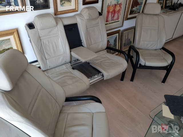 Уникална дизайнерска кожена мека мебел гарнитура от БМВ Х6, снимка 2 - Дивани и мека мебел - 36220522