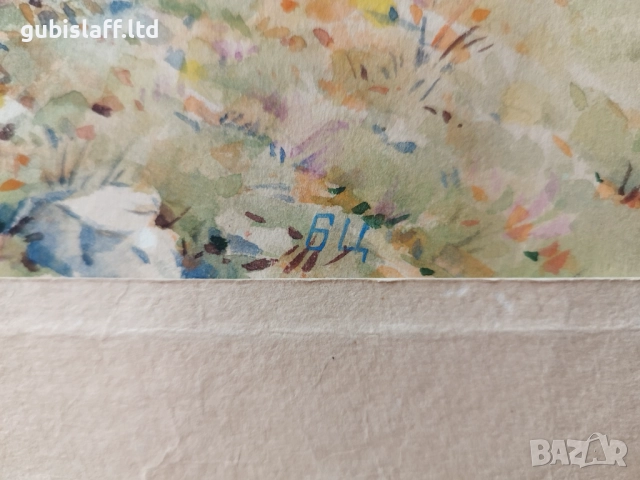 Стара картина, пейзаж, Б.Ц., 1960-те год., снимка 3 - Картини - 31346375