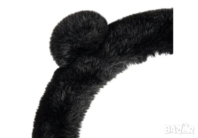 калъф за волан на автомобил с плюш пухчета сив 37-39 см, снимка 4 - Аксесоари и консумативи - 47517471