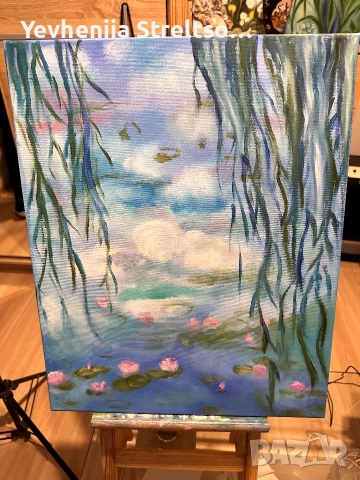 Картина маслом ВОДЯНЫЕ ЛИЛИИ КЛОДА МОНЕ. , снимка 2 - Картини - 52851274